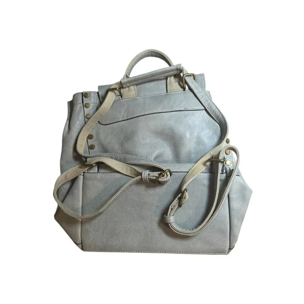 Jen & Co. Indigo Convertible Studded Backpack Purse Gray Boho